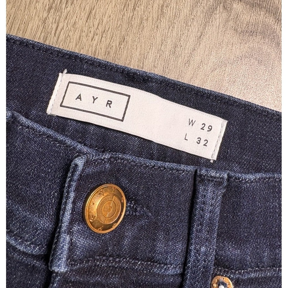 AYR Jeans The Riser High Rise Stretch Raw Hem Dark Blue Denim Women's 29/32 - Picture 5 of 8